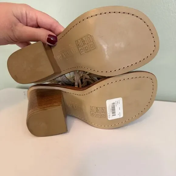 Ivy Kirzhner Sandals 9 Brown Snake Fringe Studded Hildagar Buckle Strappy Ankle